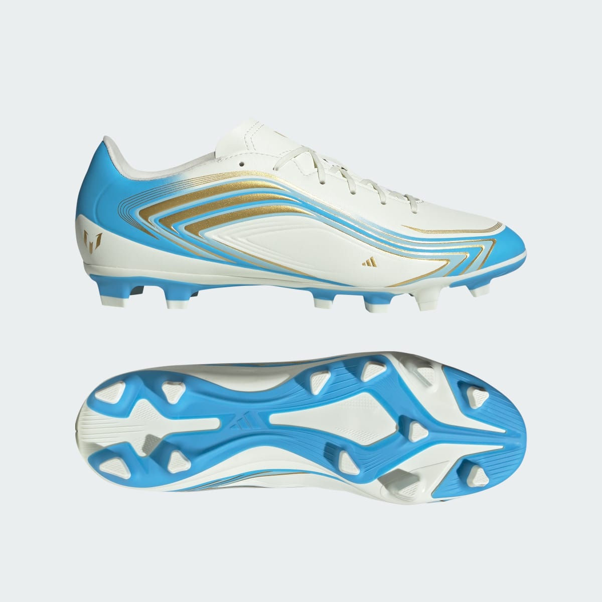 ADIDAS F50 Messi Club Firm Ground / Multi Ground Football Boots Ivory/Semi Blue Burst/Icey Blue