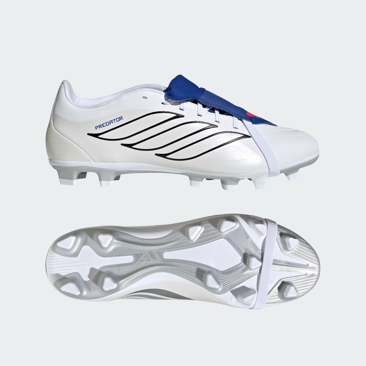 ADIDAS Predator Club Fold-Over Tongue Firm Ground/Multi Ground Football Boots Cloud White/Zero Metalic/Royal Blue