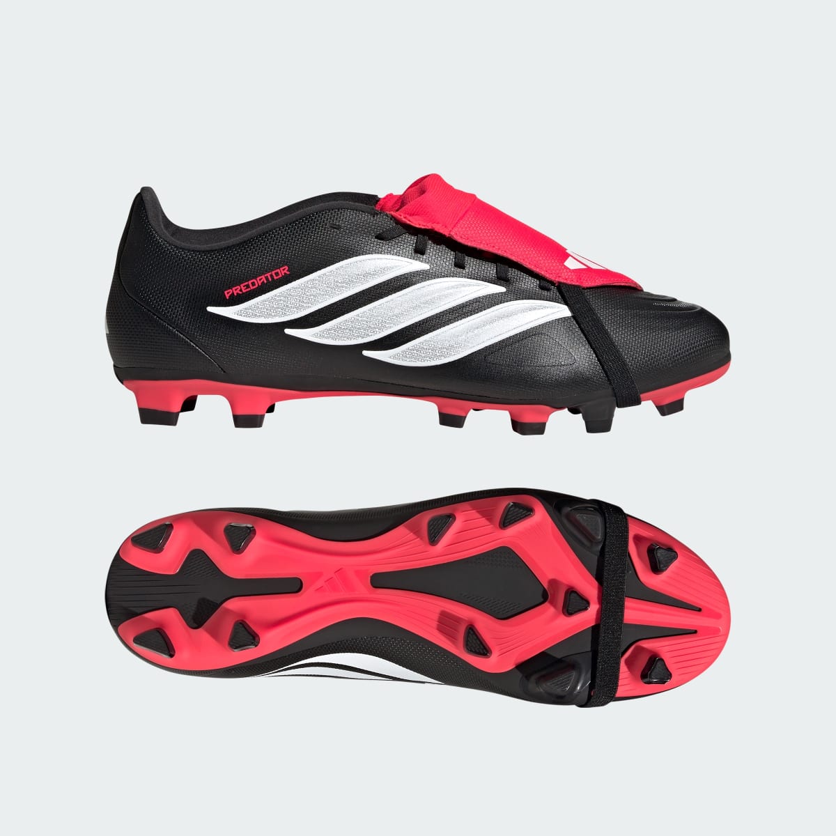 ADIDAS PREDATOR CLUB Fold-Over Tongue Firm Ground/Multi Ground Football Boots Core Black/Cloud White/Lucid Red